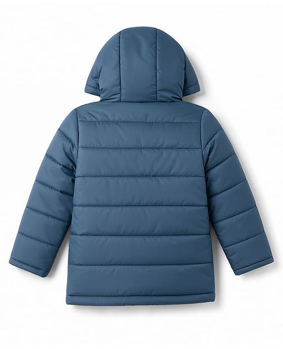 Pine Kids  Woven Full Sleeves Hooded Padded Solid Colour Jacket - Blue