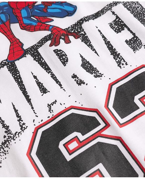 Pine Kids Marvel Single Jersey Knit Half Sleeves T-Shirt with Spider-Man Graphics - White