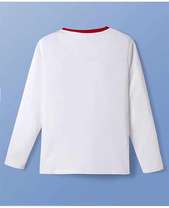 Pine Kids Disney Single Jersey Knit Full Sleeves T-Shirt with Mickey Mouse Graphics - White