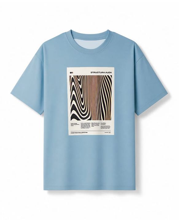 Pine Active Knit Drop Shoulder Half Sleeves T-Shirt with Illusion Print - Blue