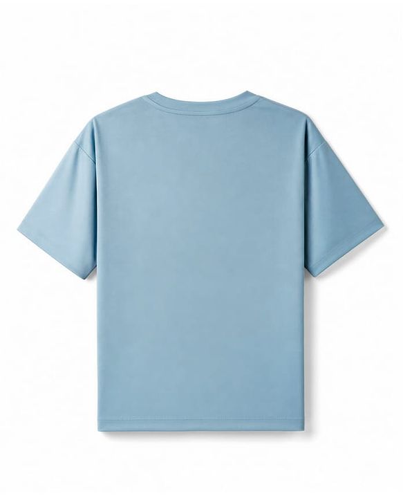 Pine Active Knit Drop Shoulder Half Sleeves T-Shirt with Illusion Print - Blue