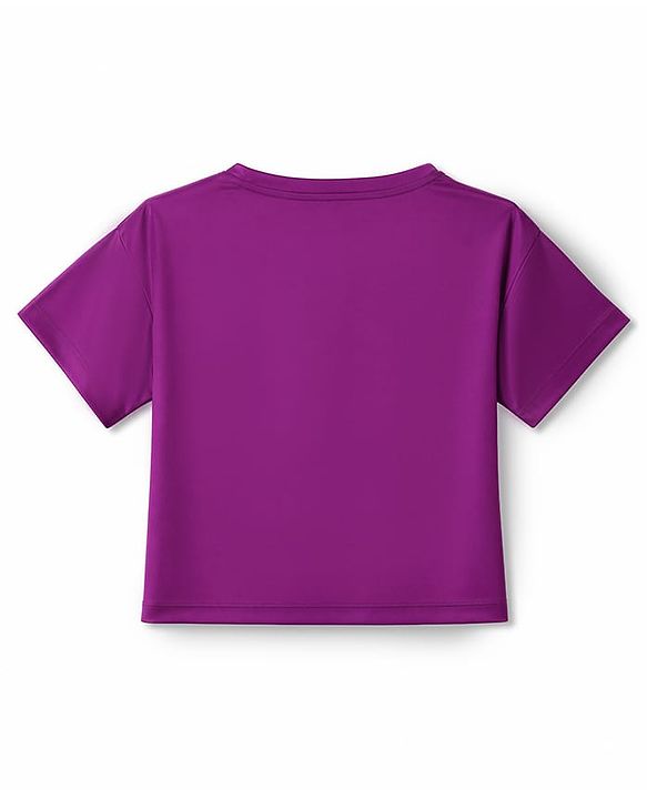 Pine Active Knit Drop Shoulder Half Sleeves Cropped T-Shirt With Text Print - Dark Pink