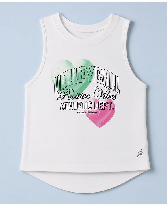 Pine Active Knit Sleeveless Volley Ball T-Shirt- White