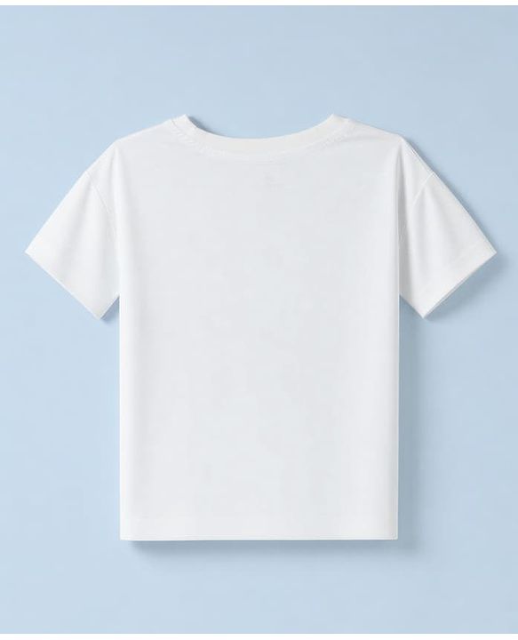 Pine Active Knit Drop Shoulder Half Sleeves Cropped T-Shirt with Text Print - White