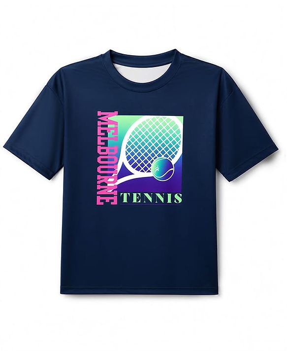 Pine Active Knit Drop Shoulder Half Sleeves Printed T-Shirt - Navy Blue