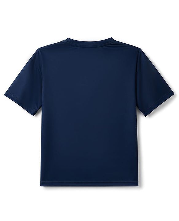 Pine Active Knit Drop Shoulder Half Sleeves Printed T-Shirt - Navy Blue