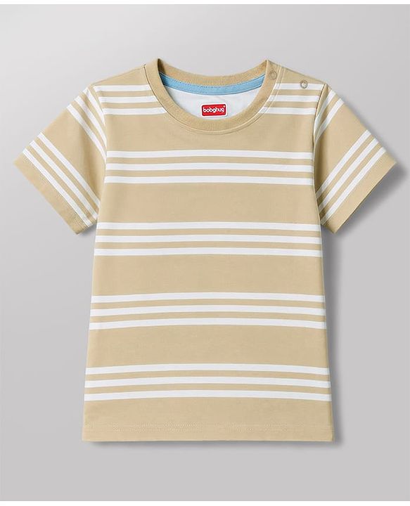 Babyhug 100% Cotton Knit Half Sleeves Striped & Animal Printed T-Shirts Pack Of 3 -Light Green & White