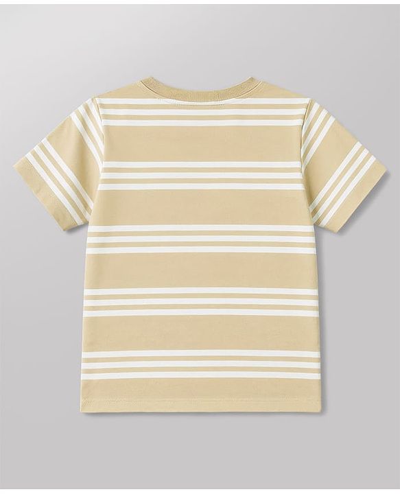 Babyhug 100% Cotton Knit Half Sleeves Striped & Animal Printed T-Shirts Pack Of 3 -Light Green & White