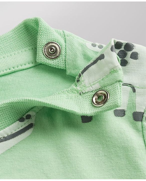Babyhug 100% Cotton Knit Half Sleeves Striped & Animal Printed T-Shirts Pack Of 3 -Light Green & White