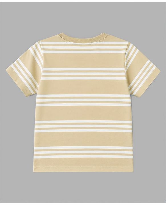 Babyhug 100% Cotton Knit Half Sleeves Striped & Animal Printed T-Shirts Pack Of 3 -Light Green & White