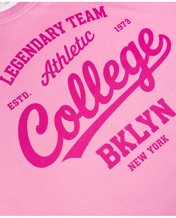 Pine Active Knit Drop Shoulder Half Sleeves Cropped Text Printed T-Shirt - Light Pink