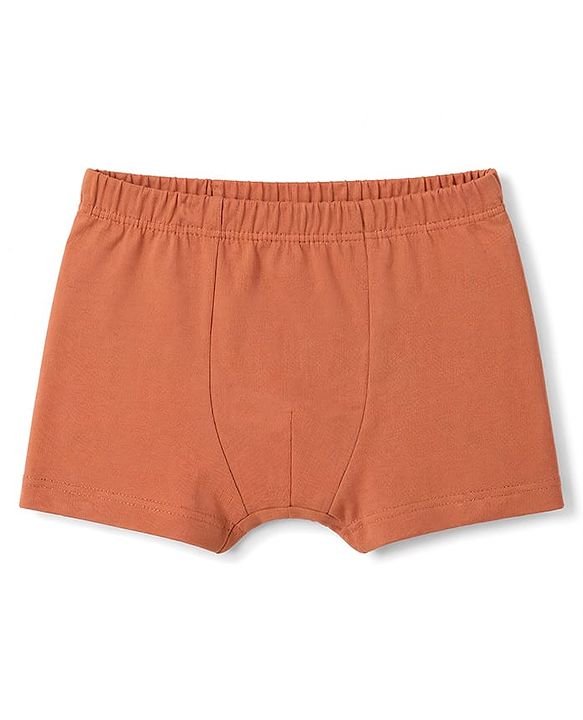 Babyhug 100% Cotton Knit Solid Briefs Pack Of 3 - Navy Blue Olive Green & Rust Orange