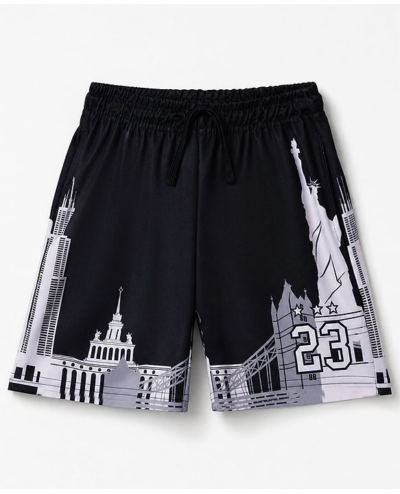 Pine Active Knit Basket Ball Sleeveless Tee With Shorts Set - Black