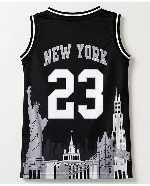 Pine Active Knit Basket Ball Sleeveless Tee With Shorts Set - Black