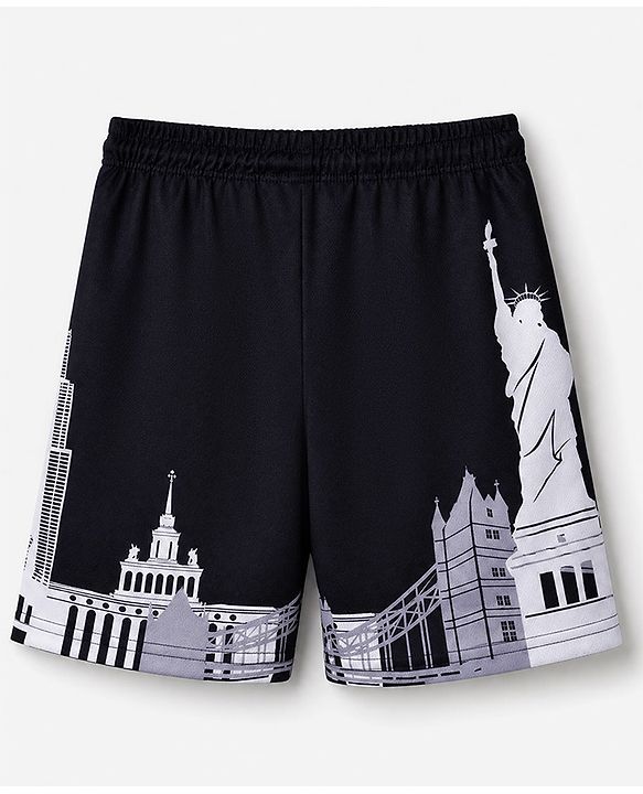 Pine Active Knit Basket Ball Sleeveless Tee With Shorts Set - Black