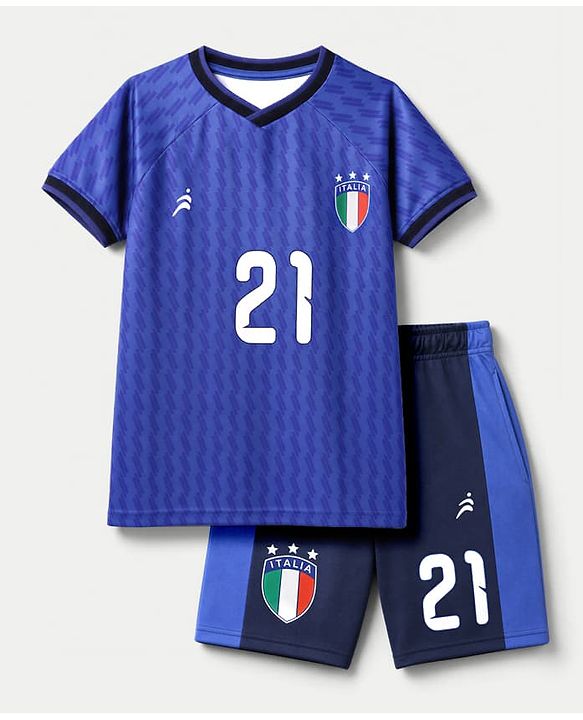 Pine Active Knit Half Sleeves T-Shirt & Shorts With Text Print - Blue