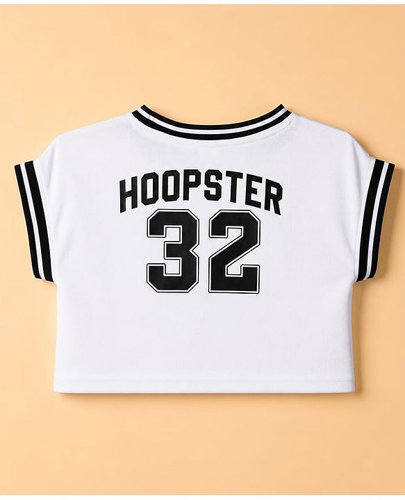 Pine Active Knit Sleeveless Hoopster 32 Printed Crop Tee With Shorts Set - White