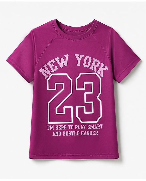 Pine Active Knit Half Sleeves Tee With Shorts Set With Text Print - Pink