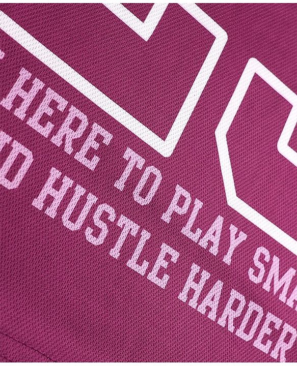 Pine Active Knit Half Sleeves Tee With Shorts Set With Text Print - Pink