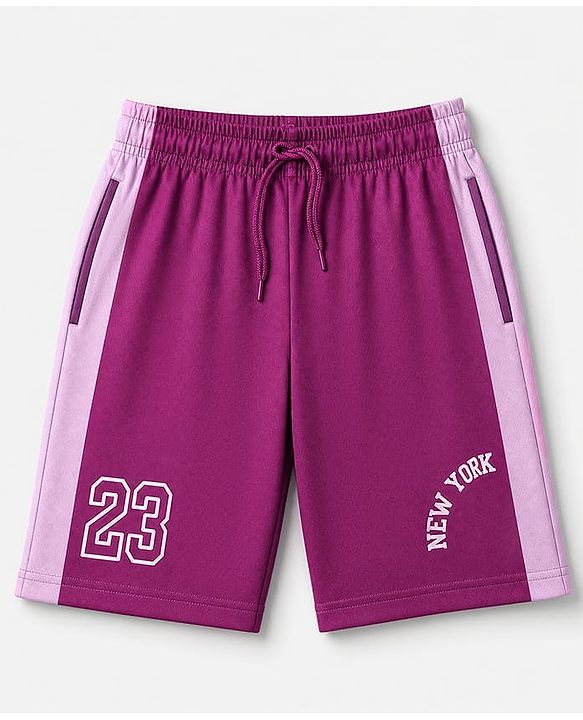 Pine Active Knit Half Sleeves Tee With Shorts Set With Text Print - Pink