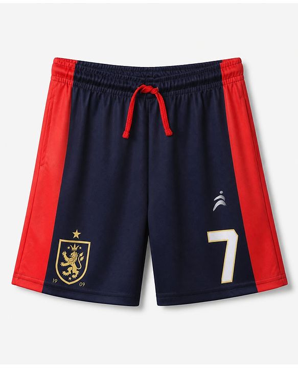 Pine Active Knit Half Sleeves Tee With Shorts Football With Text Print - Red