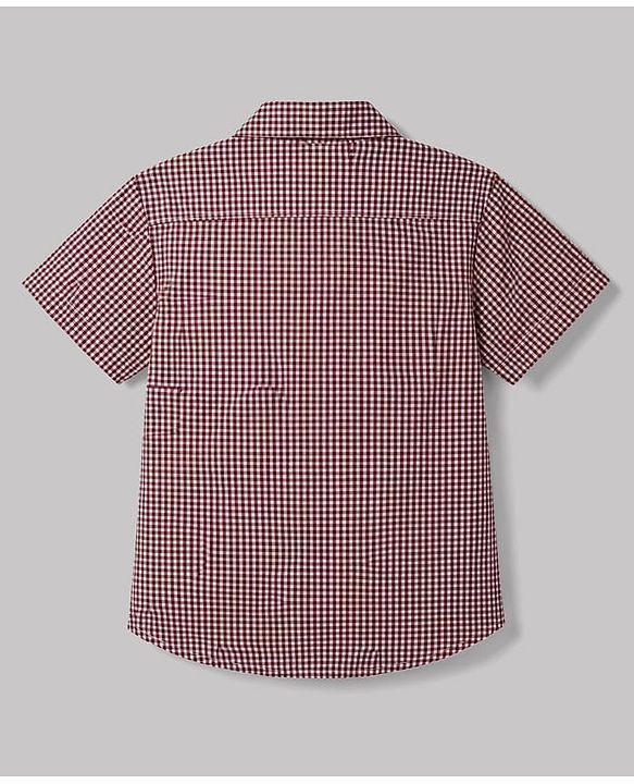 Pine Kids Cotton Woven Half Sleeves Checks Shirt With  Tank T-Shirt - Maroon