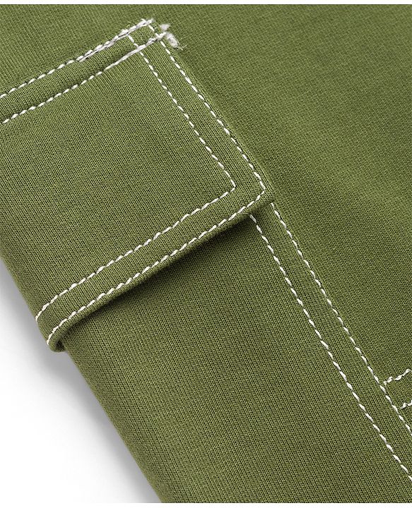Pine Kids Knit Full Length Solid Colour Cut & Sew Lounge Pant - Olive Green