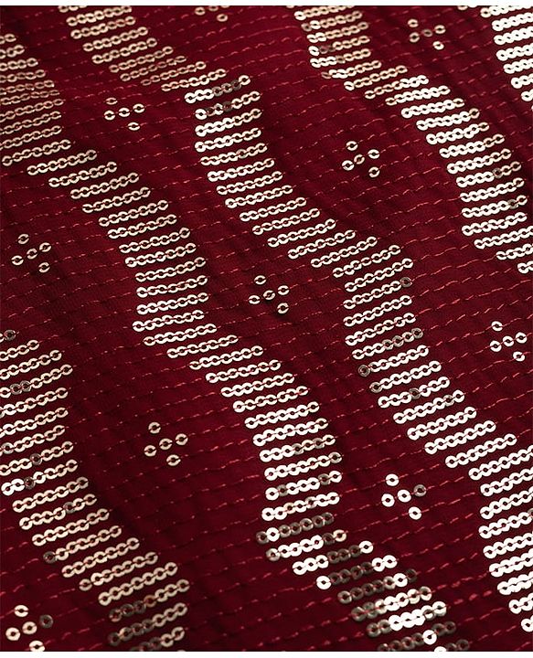 Pine Kids Woven Full Sleeves Sequinned Kurta & Pyjama Set - Maroon