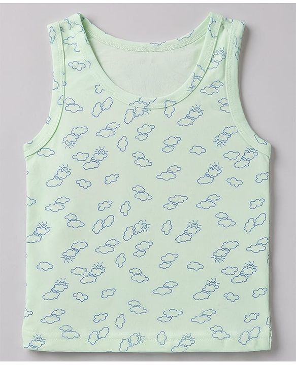 Babyhug 100% Cotton Single Jersey Knit Sleeveless Sando With Lion Print Pack of 3 - White Lavender & Light Green