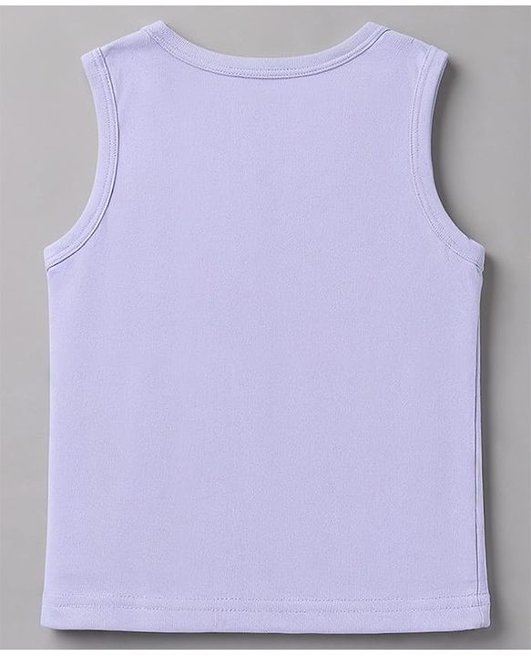 Babyhug 100% Cotton Single Jersey Knit Sleeveless Sando With Lion Print Pack of 3 - White Lavender & Light Green
