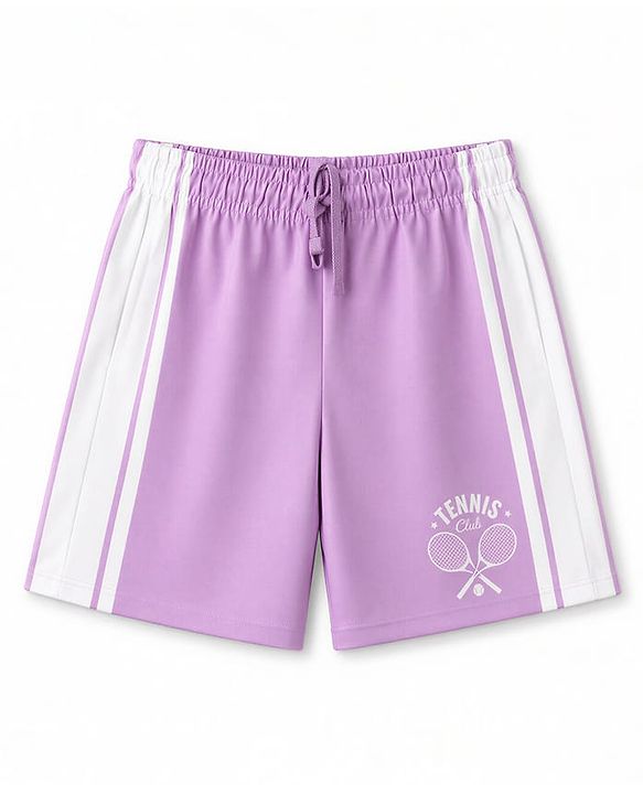 Pine Active Knit Above Knee Length Text Printed Shorts - Lavender