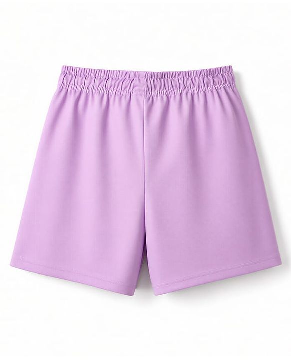 Pine Active Knit Above Knee Length Text Printed Shorts - Lavender