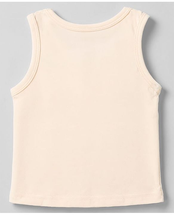 Babyhug 100% Cotton Single Jersey Knit Sleeveless Striped Sandos With Elephant Print Pack of 3 - Cream & Olive