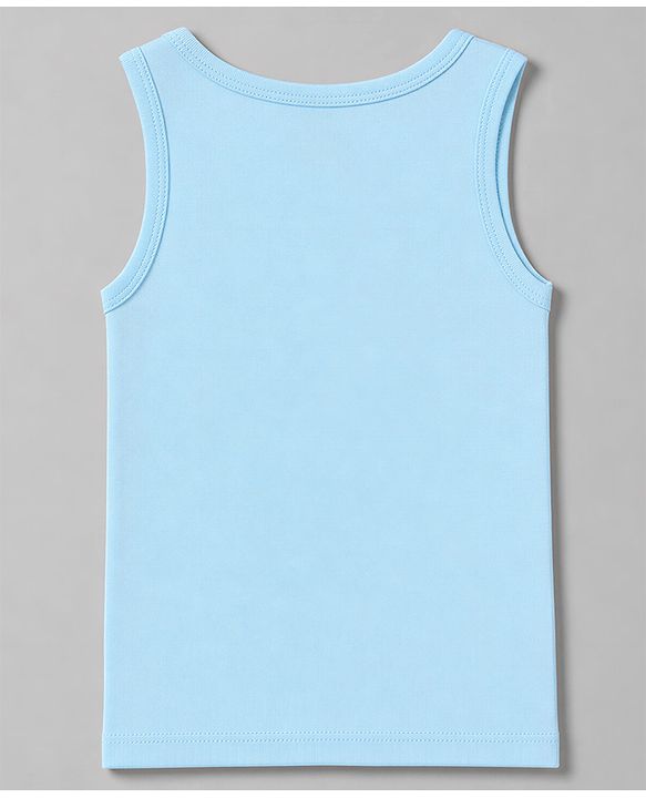 Babyhug 100% Cotton Single Jersey Knit Sleeveless Striped Sando With Teddy Print Pack of 3 - Yellow, White & Sky Blue