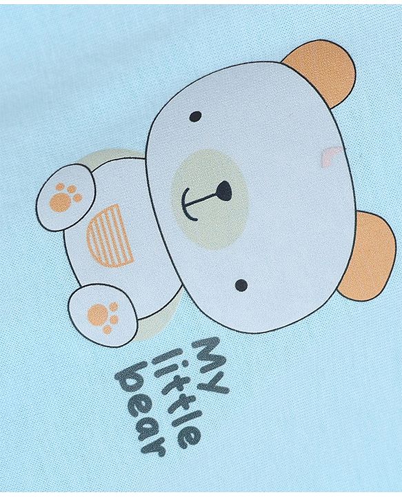 Babyhug 100% Cotton Single Jersey Knit Sleeveless Striped Sando With Teddy Print Pack of 3 - Yellow, White & Sky Blue