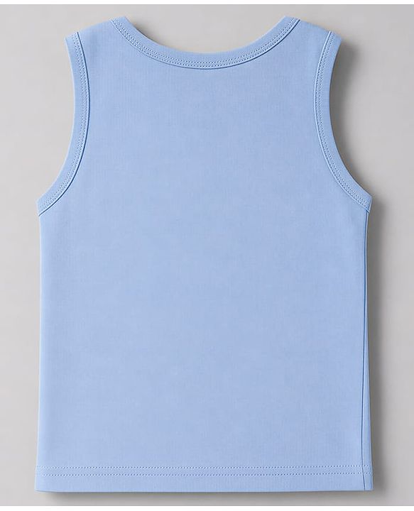 Babyhug 100% Cotton Single Jersey Knit Sleeveless Sando Pack of 3 - Blue,White, Light Blue