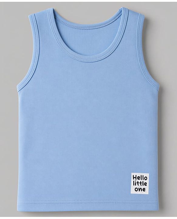 Babyhug 100% Cotton Single Jersey Knit Sleeveless Sando Pack of 3 - Blue,White, Light Blue