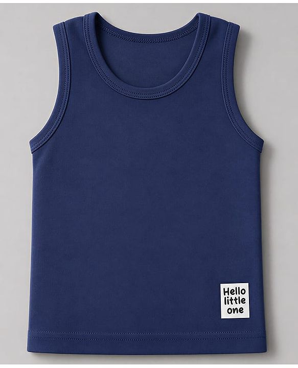 Babyhug 100% Cotton Single Jersey Knit Sleeveless Sando Pack of 3 - Blue,White, Light Blue