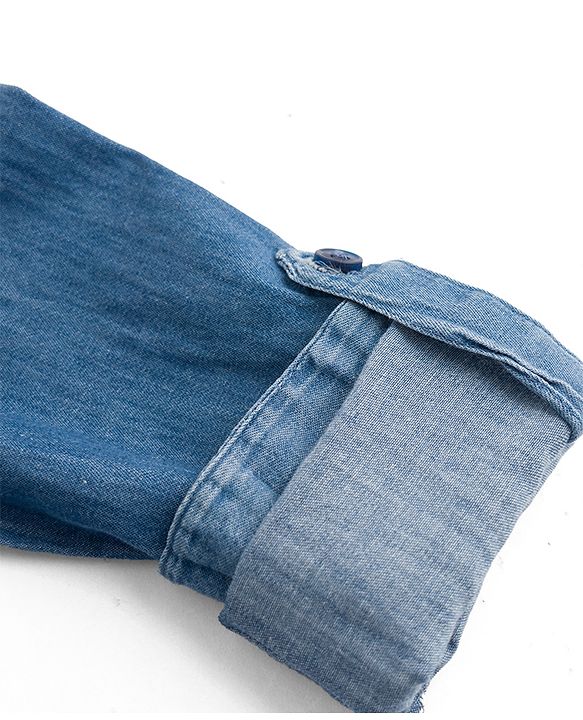 Pine Kids 100% Cotton Woven Full Sleeves Shirt Dress With Belt - Blue