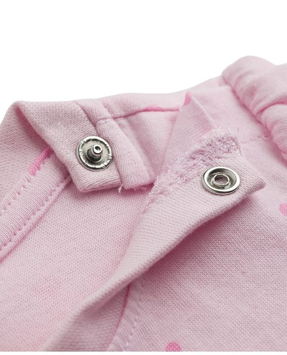 Babyhug 100% Cotton Knit Half Sleeves T-Shirt & Shorts Night Suit With Bow & Heart Print - Light Pink