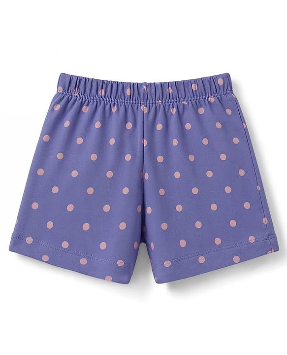Babyhug Cotton Knit Half  Sleeves Polka Dots Printed T-Shirt & Shorts Night Suit - Light Pink