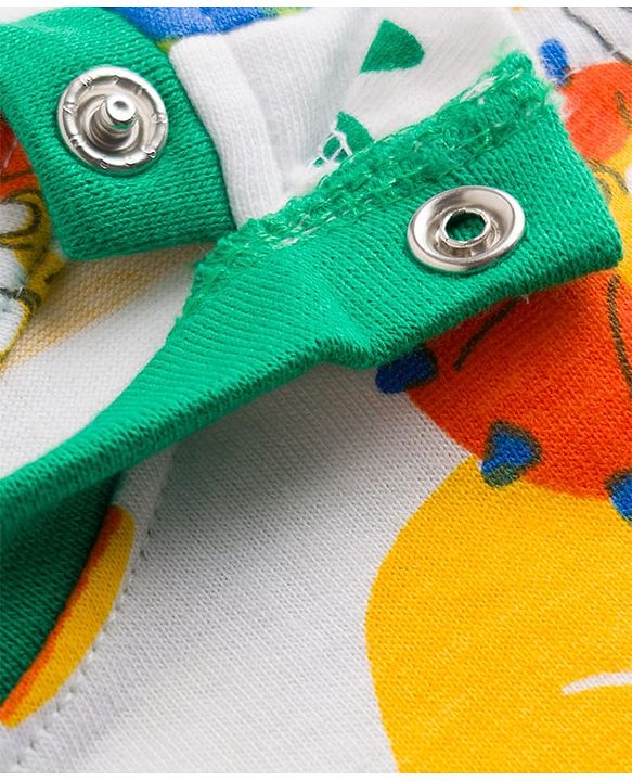 Babyhug 100% Cotton Knit Full Sleeves T-Shirt & Pyjama Co-Ord Night Suit With Dino Print - White