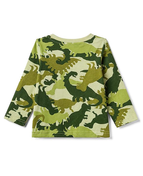 Babyhug 100% Cotton Knit Full Sleeves T-Shirt & Pyjama Co-Ord Night Suit With Dino Print - Green