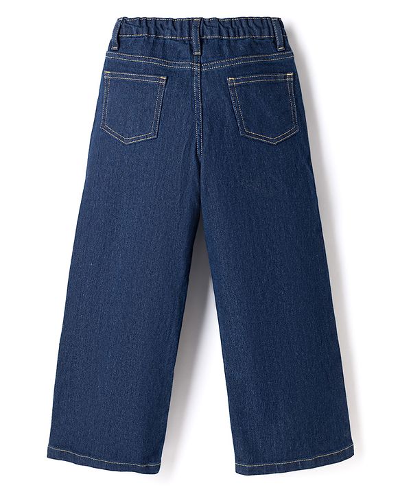Pine Kids Denim Woven Full Length Jeans with Daisies Print - Blue