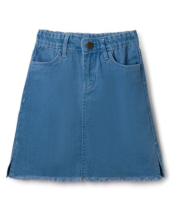 Pine Kids Denim Woven Above Keen Length Skirt -Light Blue