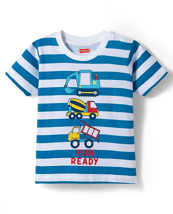 Babyhug 100% Cotton Knit Full Sleeves Co-Ords Pyjama & Shorts Night Suit with JCB Print Pack of 2 - Multicolour
