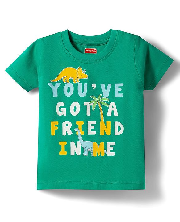 Babyhug 100% Cotton Knit Full Sleeves Co-ords T-Shirt Pyjama & Half Sleeves Short Night Suit Dino Print Pack of 2 - Multicolour