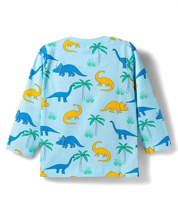 Babyhug 100% Cotton Knit Full Sleeves Co-ords T-Shirt Pyjama & Half Sleeves Short Night Suit Dino Print Pack of 2 - Multicolour
