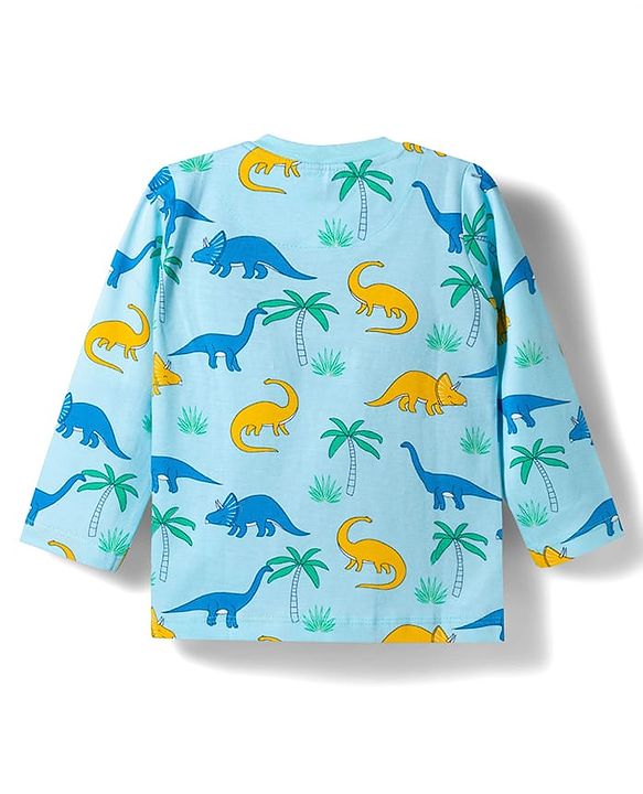 Babyhug 100% Cotton Knit Full Sleeves Co-ords T-Shirt Pyjama & Half Sleeves Short Night Suit Dino Print Pack of 2 - Multicolour