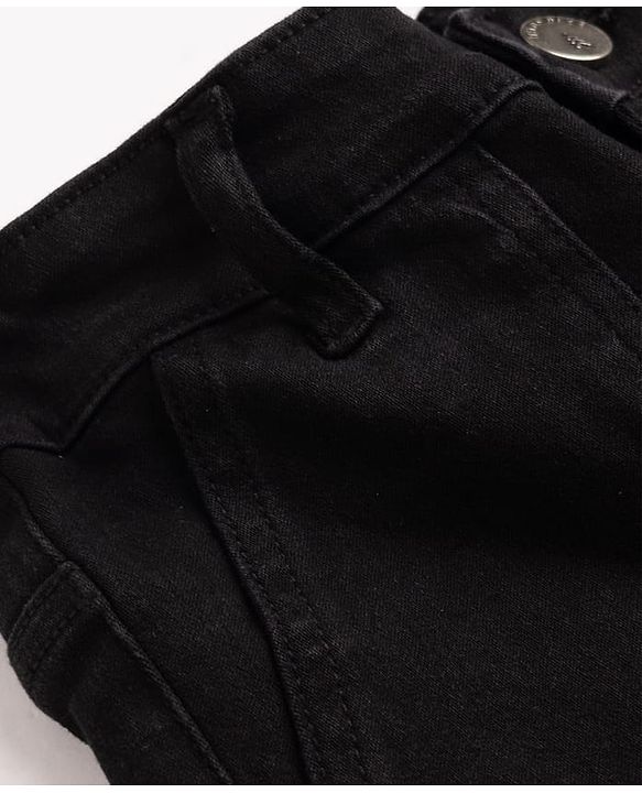 Pine Kids Denim Woven Full Length Jeans With Cargo Pockets - Black